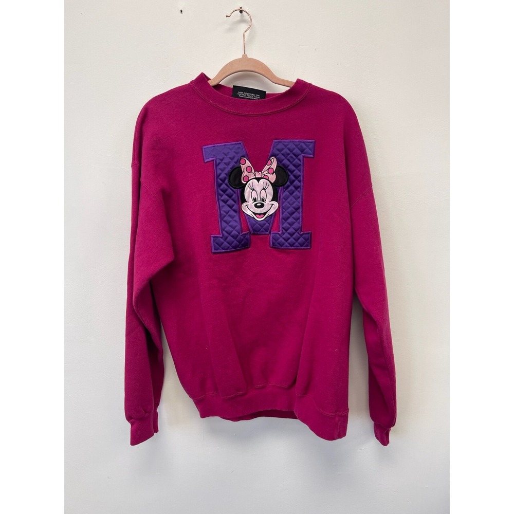 Vintage 90s Disney Originals Minnie Mouse‎ Embroidered Sweatshirt Pink Large